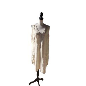 Click Linen Dress Lagenlook Sleeveless Shift Two Pocket V-neck Size XL